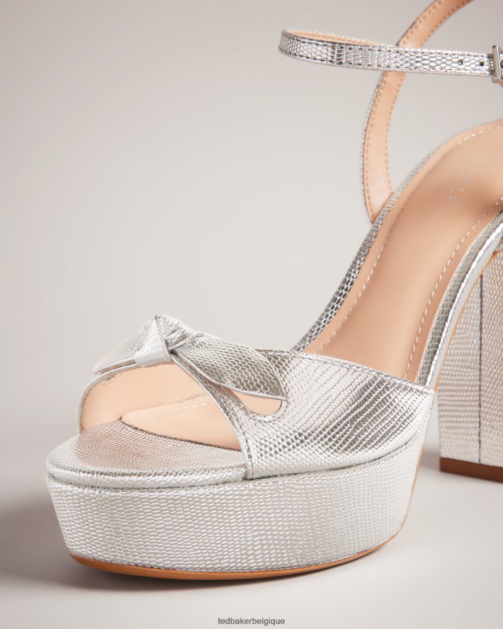 être Ted Baker femmes Kayllah - Sandales à plateforme et nœud argent FR8J42886 chaussures