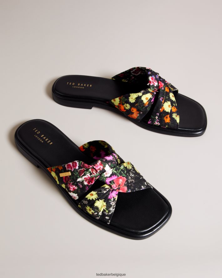 être Ted Baker femmes ashni - sandales à nœuds doux et fleurs noir FR8J42869 chaussures