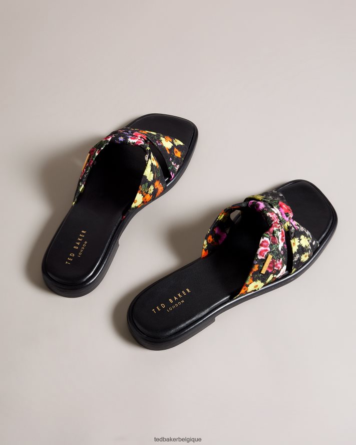 être Ted Baker femmes ashni - sandales à nœuds doux et fleurs noir FR8J42869 chaussures