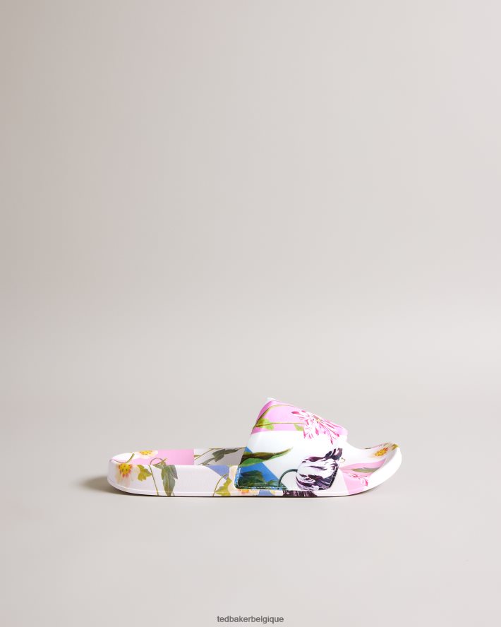 être Ted Baker femmes claquettes en satin à fleurs azzyla blanc FR8J42868 chaussures