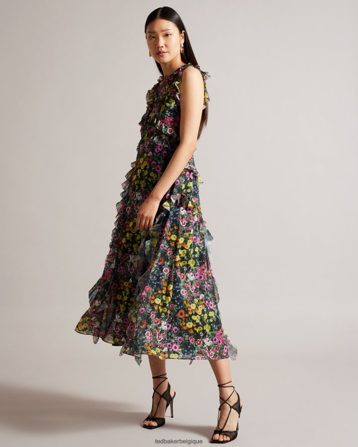 être Ted Baker femmes sandales à brides nouées en tulle junera noir FR8J42874 chaussures