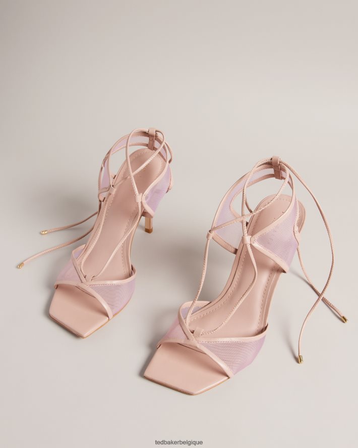 être Ted Baker femmes sandales à brides nouées en tulle junera rose clair FR8J42872 chaussures