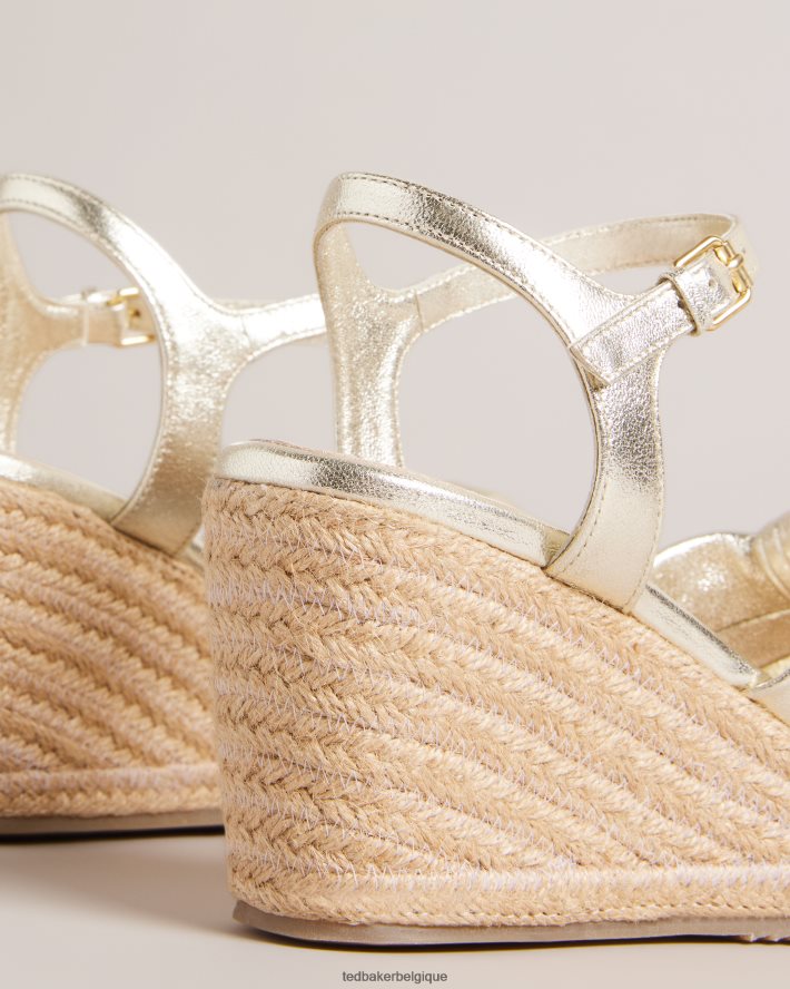 être Ted Baker femmes sandales espadrilles compensées nouées carda or FR8J42902 chaussures