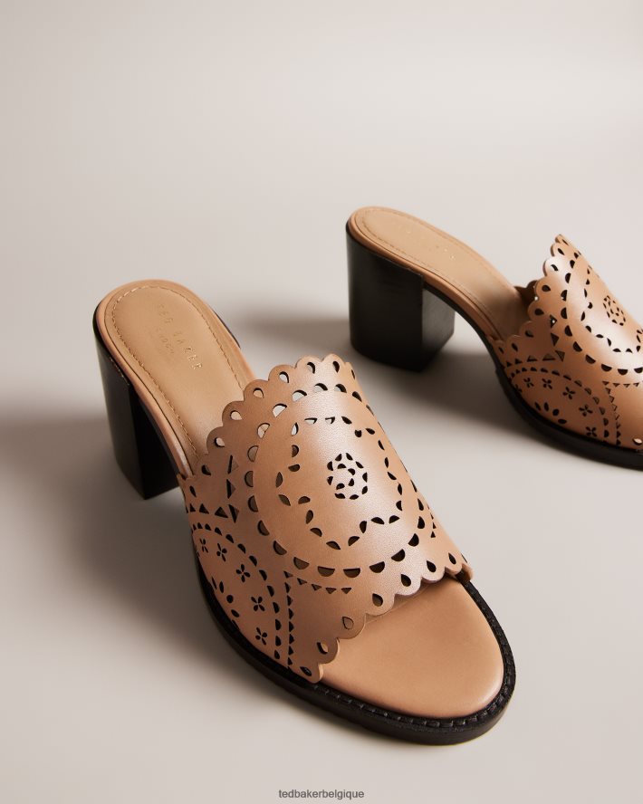 être Ted Baker femmes Beebah - Sandale à talon bloc découpée au laser brun clair FR8J42920 chaussures
