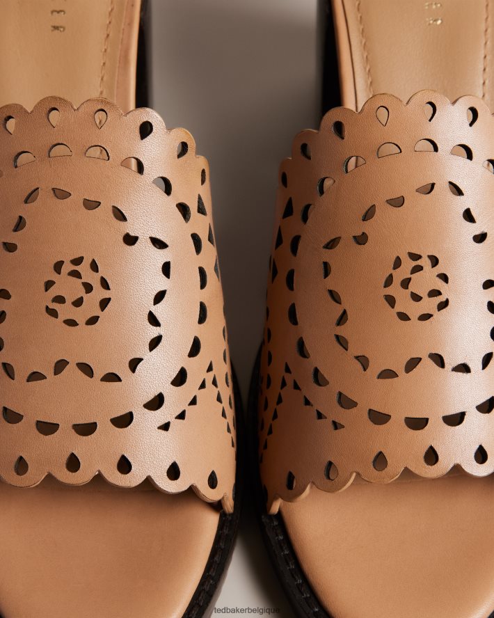 être Ted Baker femmes Beebah - Sandale à talon bloc découpée au laser brun clair FR8J42920 chaussures