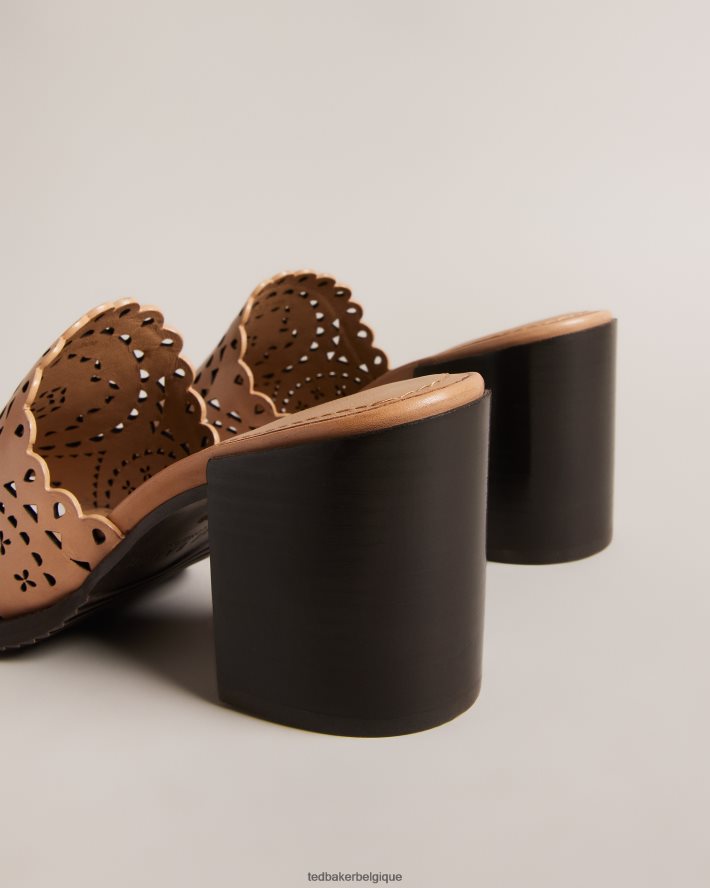 être Ted Baker femmes Beebah - Sandale à talon bloc découpée au laser brun clair FR8J42920 chaussures