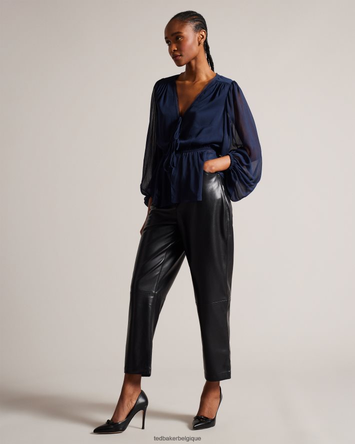 être Ted Baker femmes Escarpins à talons ornés d'un nœud en cuir Teliah noir FR8J42900 chaussures