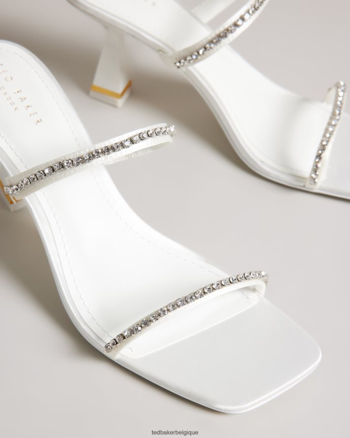 être Ted Baker femmes Rinita - Sandales à petits talons en satin et strass Ivoire FR8J42844 chaussures