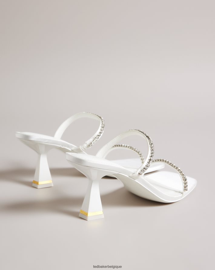être Ted Baker femmes Rinita - Sandales à petits talons en satin et strass Ivoire FR8J42844 chaussures