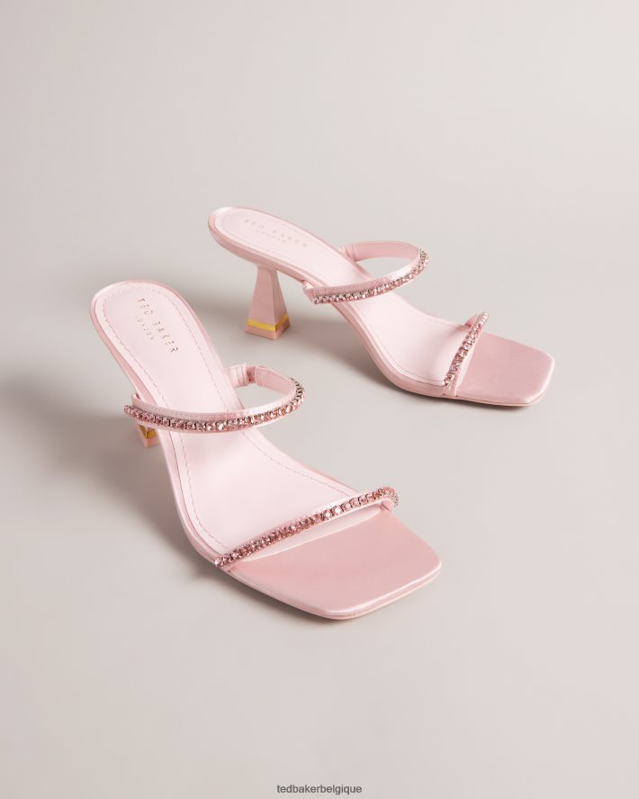 être Ted Baker femmes Rinita - Sandales à petits talons en satin et strass rose pâle FR8J42891 chaussures