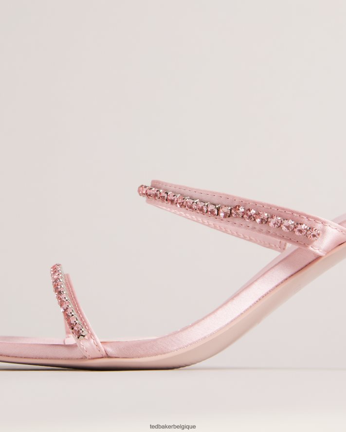 être Ted Baker femmes Rinita - Sandales à petits talons en satin et strass rose pâle FR8J42891 chaussures