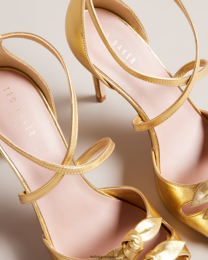 être Ted Baker femmes bicci - sandales à talons en cuir avec nœud or FR8J42914 chaussures