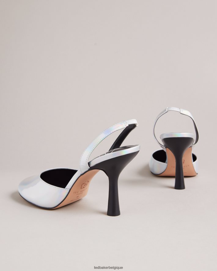 être Ted Baker femmes larria - talons à bride arrière holographique argent FR8J42854 chaussures