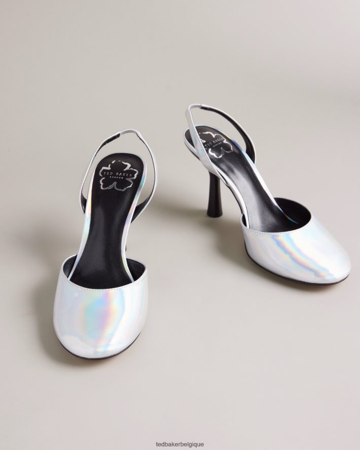 être Ted Baker femmes larria - talons à bride arrière holographique argent FR8J42854 chaussures