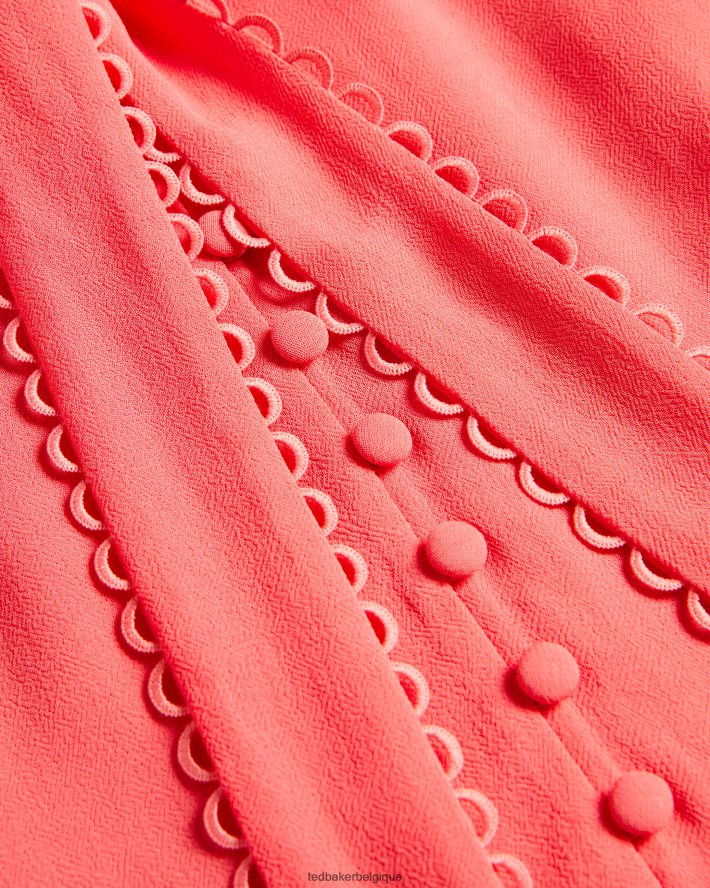 être Ted Baker femmes Blouse julinaa avec bordure à rouleaux corail FR8J42366 vêtements