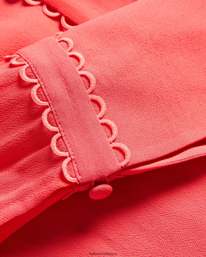 être Ted Baker femmes Blouse julinaa avec bordure à rouleaux corail FR8J42366 vêtements