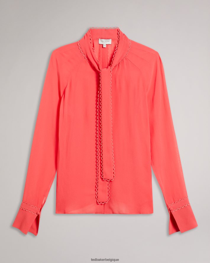 être Ted Baker femmes Blouse julinaa avec bordure à rouleaux corail FR8J42366 vêtements