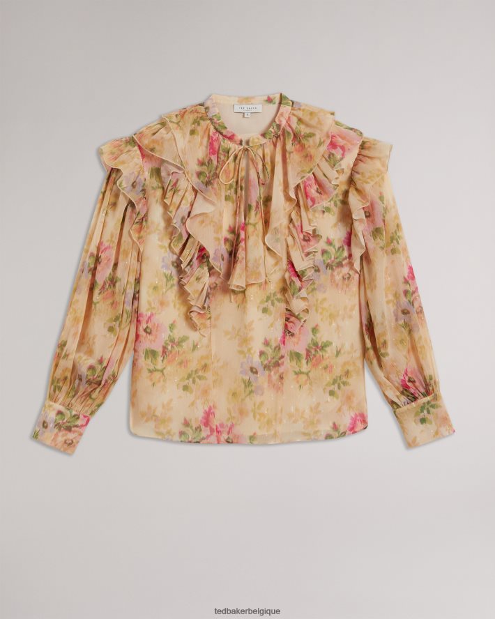être Ted Baker femmes Helenoh - Blouse fleurie à volants bronzer FR8J42408 vêtements