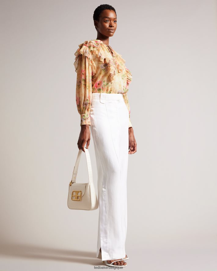 être Ted Baker femmes Helenoh - Blouse fleurie à volants bronzer FR8J42408 vêtements