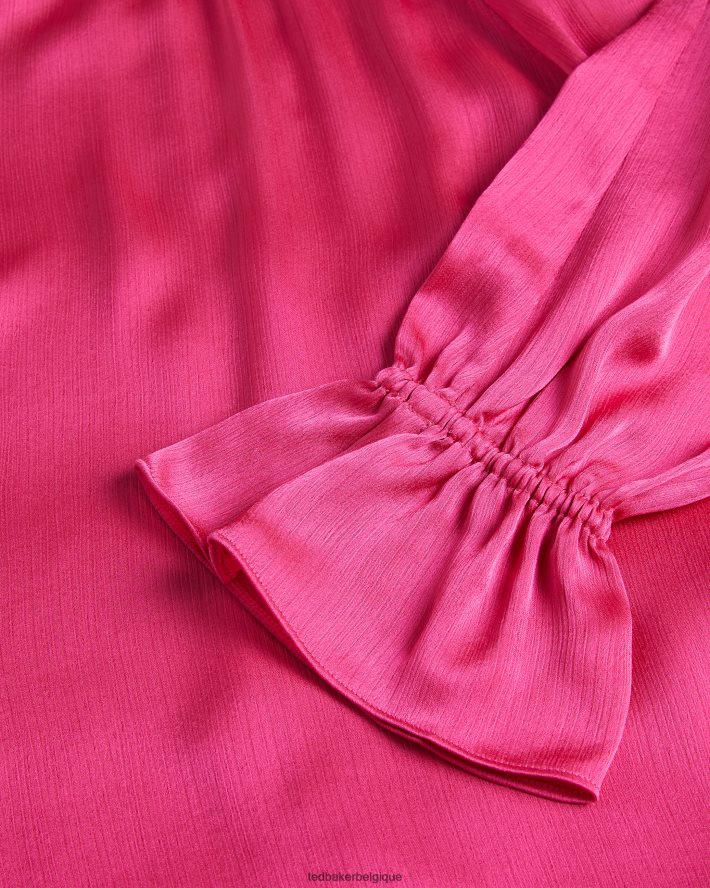 être Ted Baker femmes Joanha - Blouse à manches longues et col montant avec découpes rose profond FR8J42107 vêtements