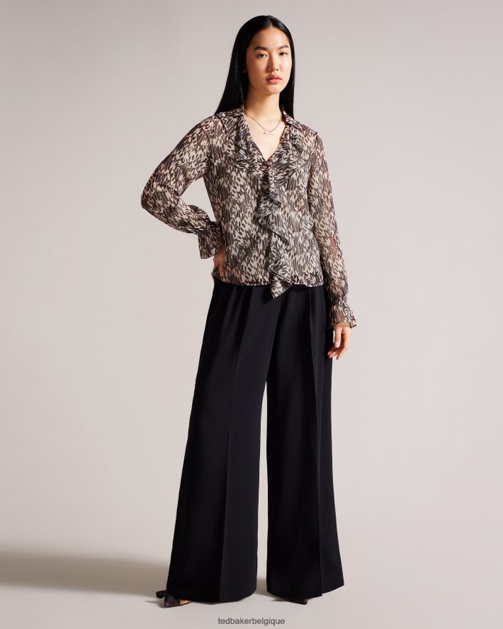 être Ted Baker femmes bertei - blouse à volants et col en V rose-nude FR8J42114 vêtements