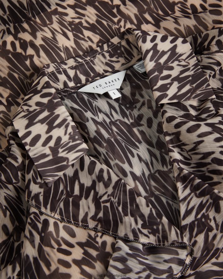 être Ted Baker femmes bertei - blouse à volants et col en V rose-nude FR8J42114 vêtements