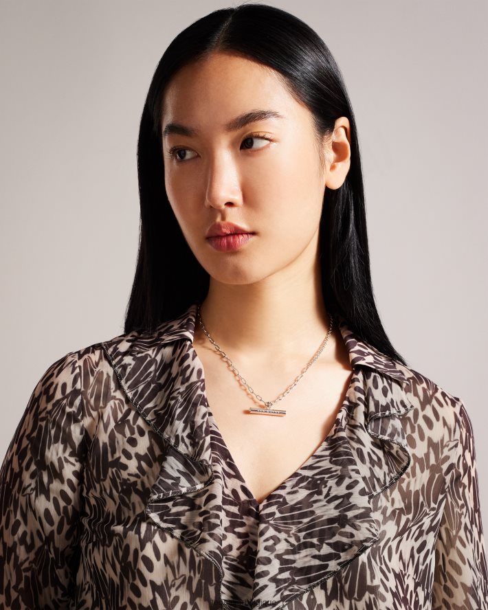 être Ted Baker femmes bertei - blouse à volants et col en V rose-nude FR8J42114 vêtements