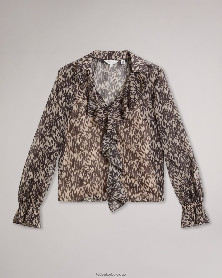 être Ted Baker femmes bertei - blouse à volants et col en V rose-nude FR8J42114 vêtements