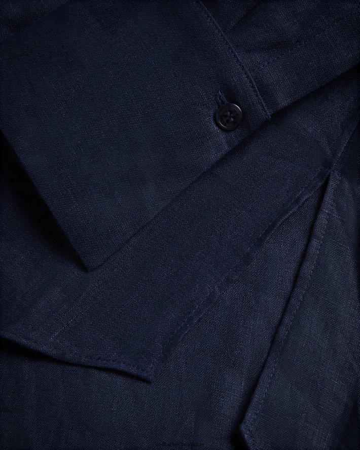 être Ted Baker femmes chemise longue en lin dorahh marine FR8J42476 vêtements