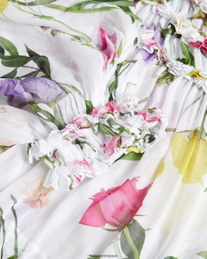 être Ted Baker femmes chemisier imprimé hewette avec lien fonctionnel à la taille blanc FR8J42223 vêtements