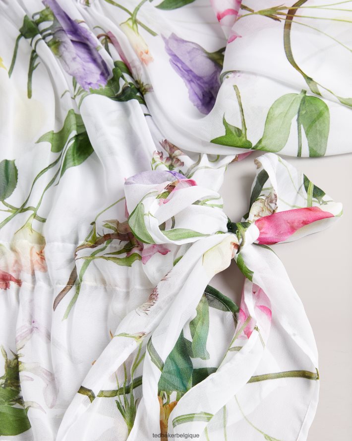 être Ted Baker femmes chemisier imprimé hewette avec lien fonctionnel à la taille blanc FR8J42223 vêtements