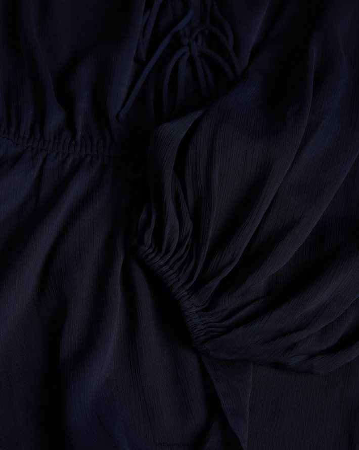 être Ted Baker femmes frasiah - blouse nouée sur le devant bleu foncé FR8J42310 vêtements