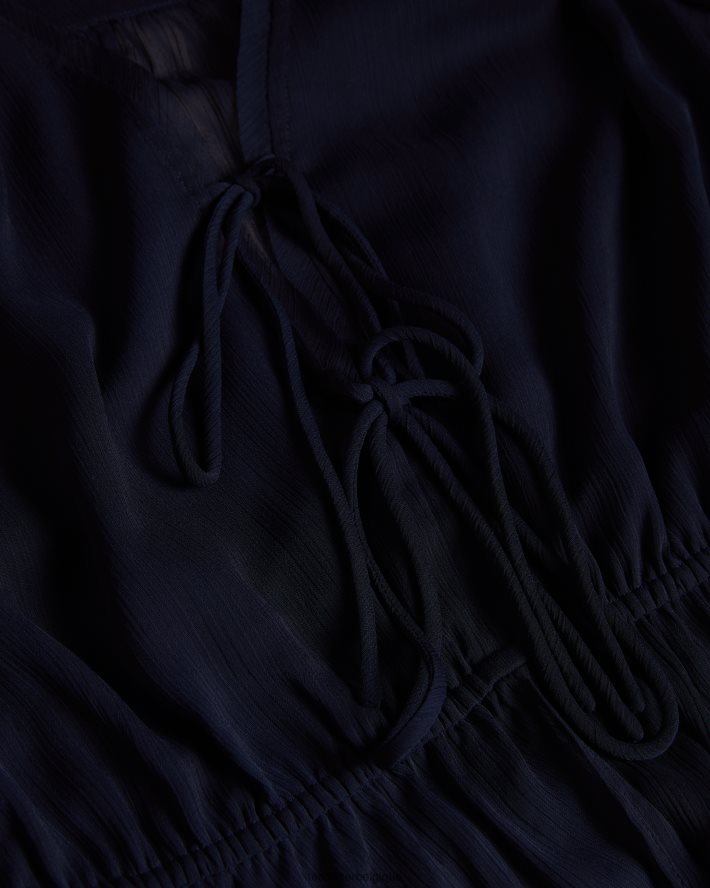 être Ted Baker femmes frasiah - blouse nouée sur le devant bleu foncé FR8J42310 vêtements