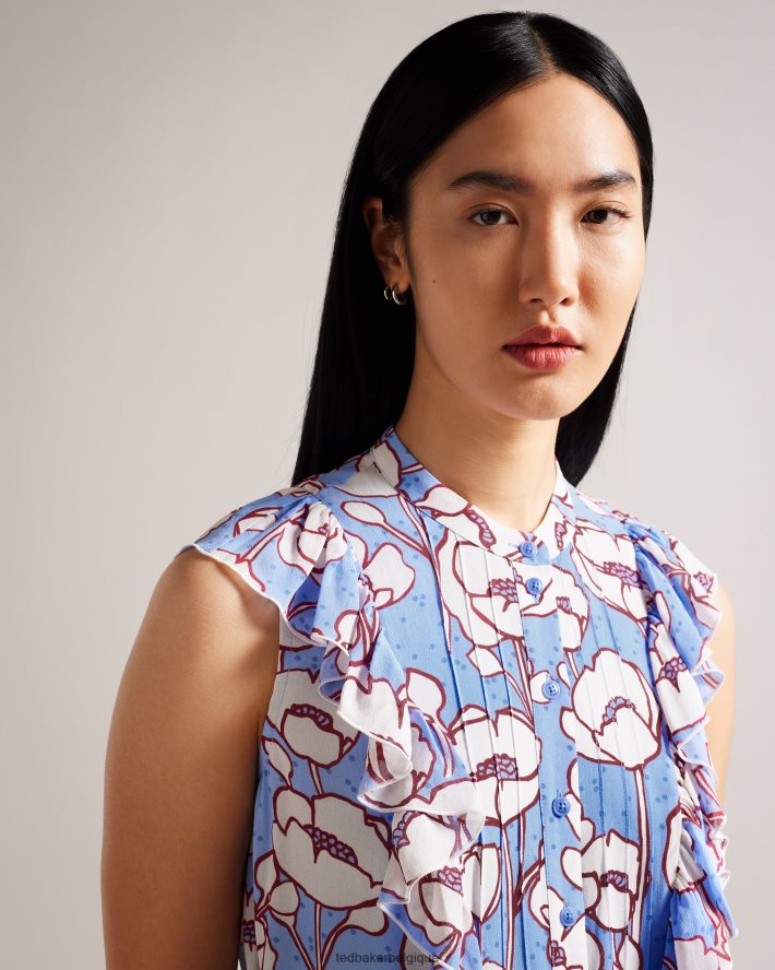 être Ted Baker femmes Audriar - Poppy - Haut à basque avec liens contrastés bleu FR8J42295 vêtements