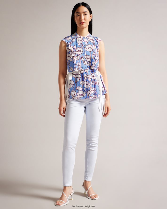 être Ted Baker femmes Audriar - Poppy - Haut à basque avec liens contrastés bleu FR8J42295 vêtements