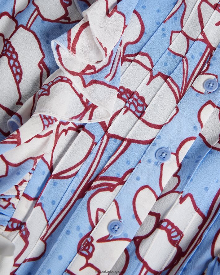 être Ted Baker femmes Audriar - Poppy - Haut à basque avec liens contrastés bleu FR8J42295 vêtements