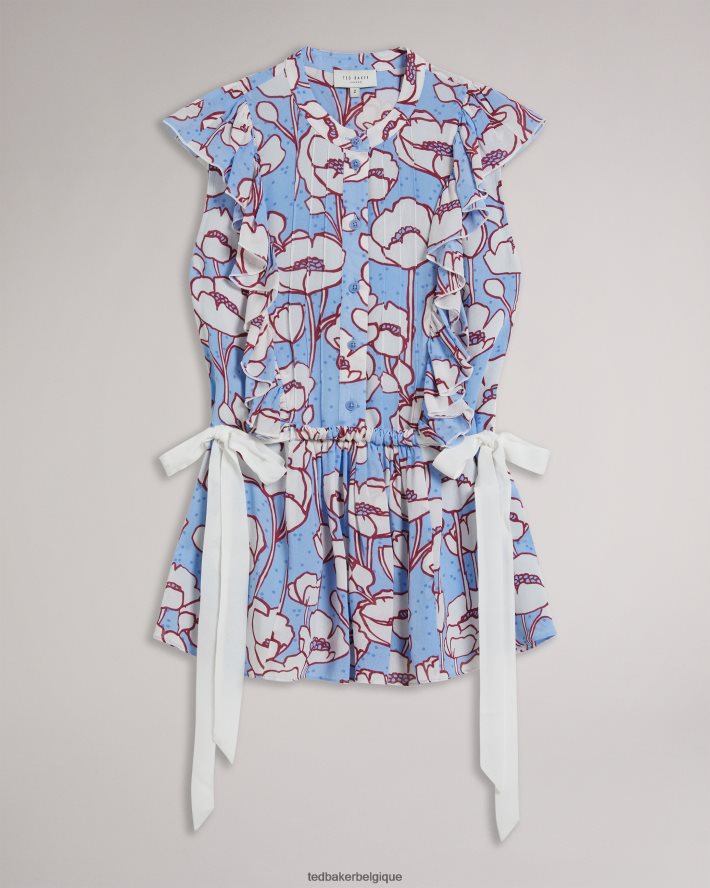 être Ted Baker femmes Audriar - Poppy - Haut à basque avec liens contrastés bleu FR8J42295 vêtements