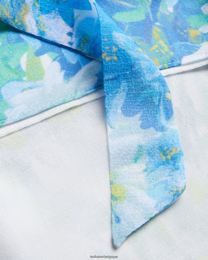 être Ted Baker femmes Chalote - Top fleuri sans manches avec lien à nouer blanc FR8J42430 vêtements