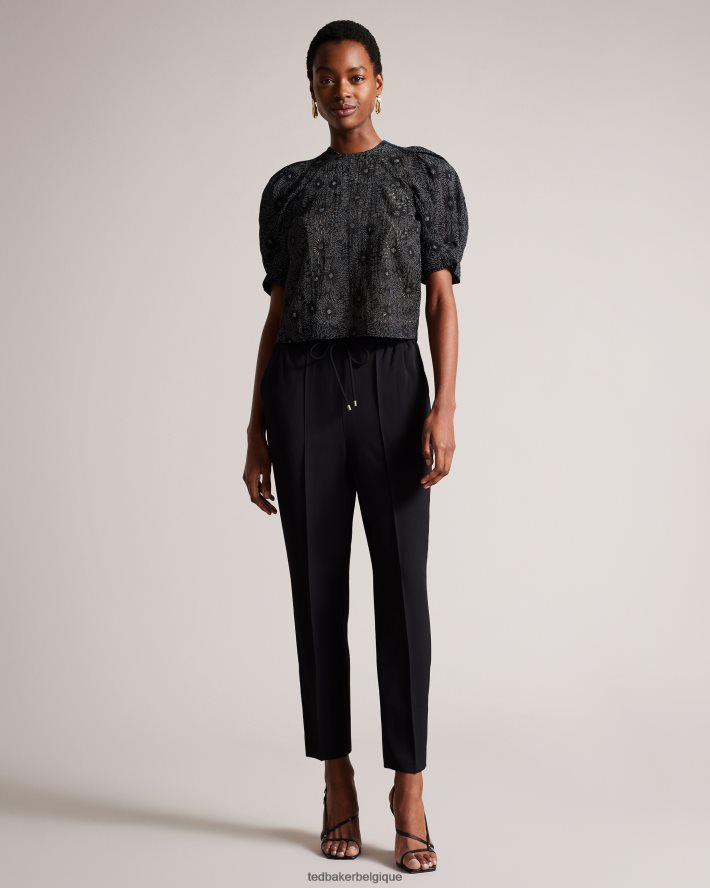 être Ted Baker femmes Ingriid - Haut carré à manches bouffantes noir FR8J42340 vêtements