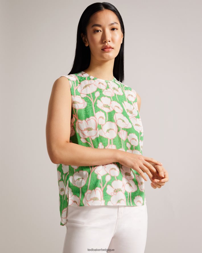 être Ted Baker femmes Kelany - Top à manches courtes avec détails sur les épaules vert FR8J423 vêtements
