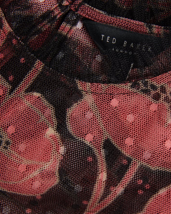 être Ted Baker femmes Maggann - Top à manches longues avec détails volants noir FR8J42132 vêtements