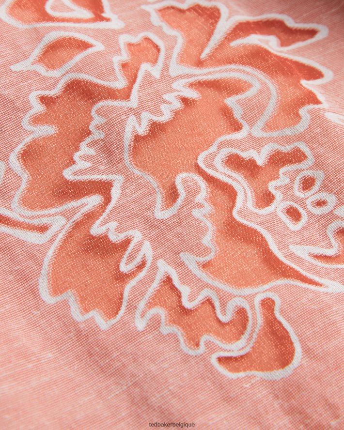 être Ted Baker femmes Meliiha - Haut carré à manches bouffantes corail FR8J42329 vêtements