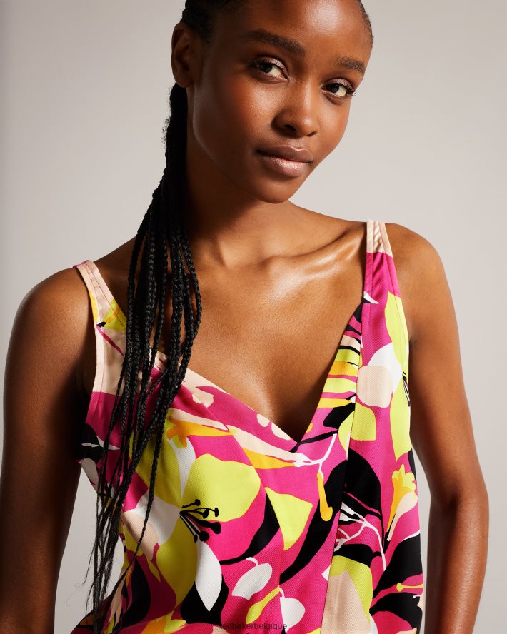 être Ted Baker femmes caraco effet double épaisseur à imprimé abstrait Thaliah rose pétant FR8J4236 vêtements