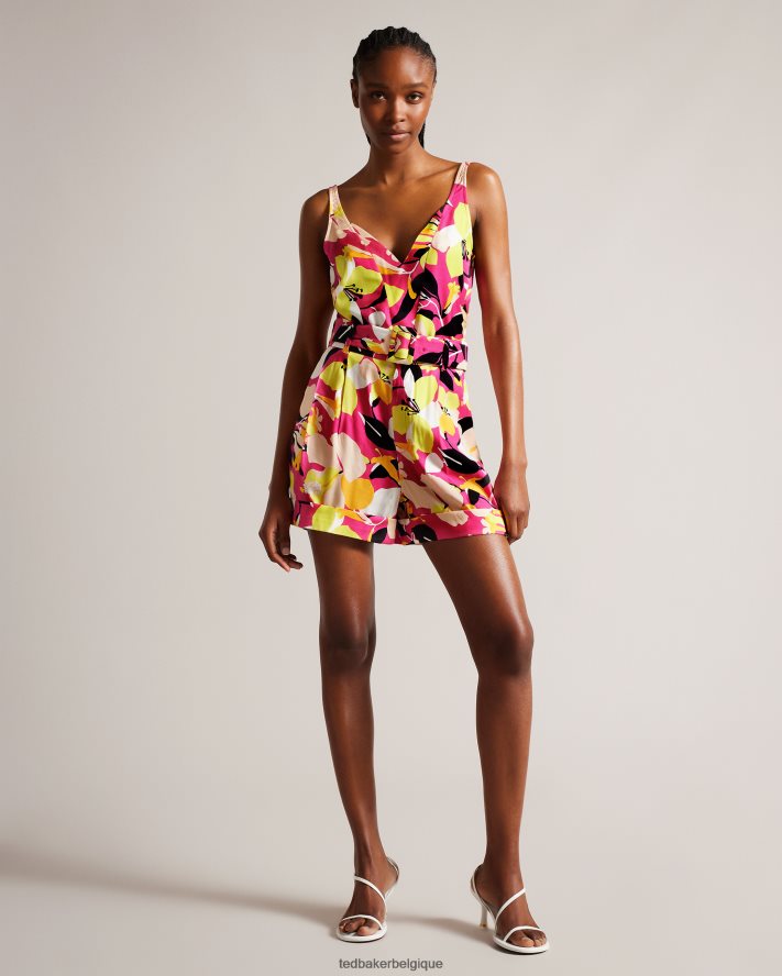 être Ted Baker femmes caraco effet double épaisseur à imprimé abstrait Thaliah rose pétant FR8J4236 vêtements