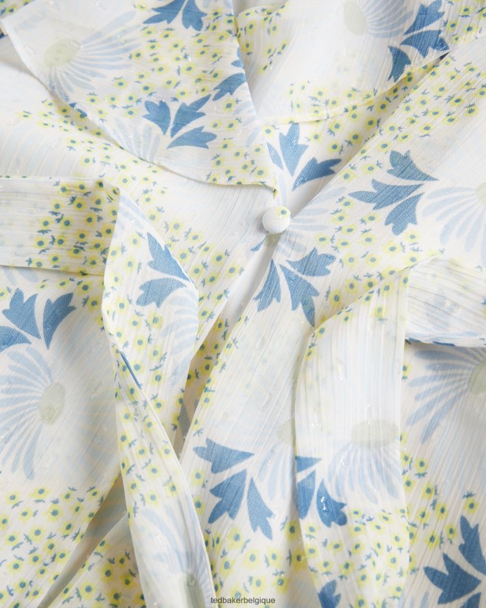 être Ted Baker femmes gemmiaa - top cache-cœur à manches volantées bleu ciel FR8J42385 vêtements