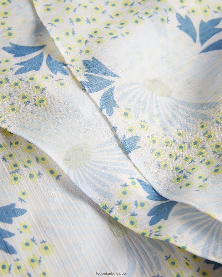 être Ted Baker femmes gemmiaa - top cache-cœur à manches volantées bleu ciel FR8J42385 vêtements