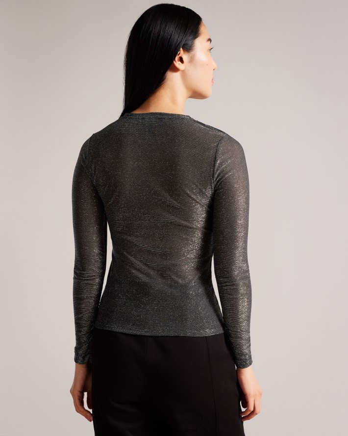 être Ted Baker femmes genini - haut à manches longues scintillant noir FR8J42115 vêtements