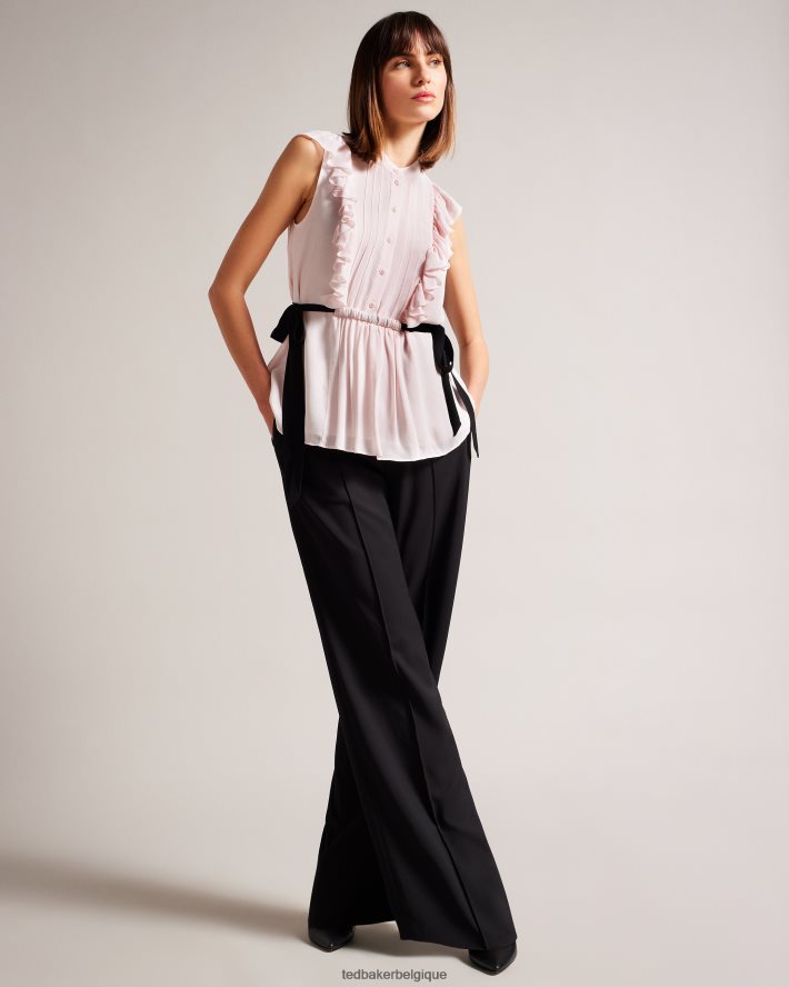 être Ted Baker femmes haut sans manches à volants evalie nu clair FR8J42254 vêtements