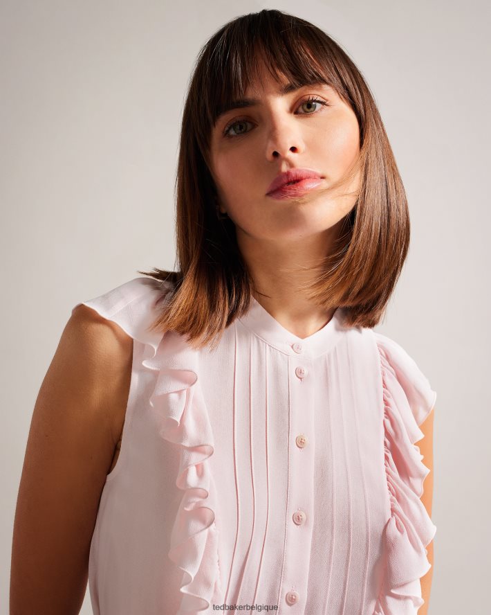être Ted Baker femmes haut sans manches à volants evalie nu clair FR8J42254 vêtements