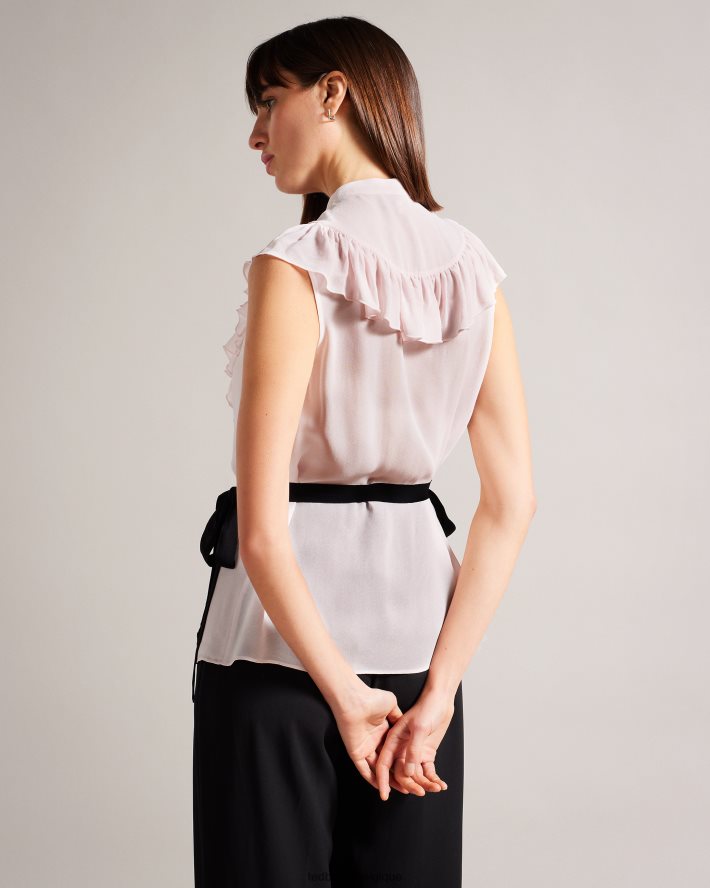 être Ted Baker femmes haut sans manches à volants evalie nu clair FR8J42254 vêtements